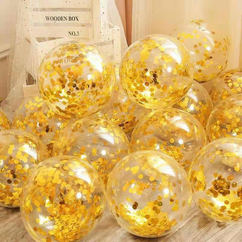 12 Inch Transparent Confetti Round Latex Balloons 50 Pcs Perfect For Holiday Parties Scene Decoration And Event Arrangements