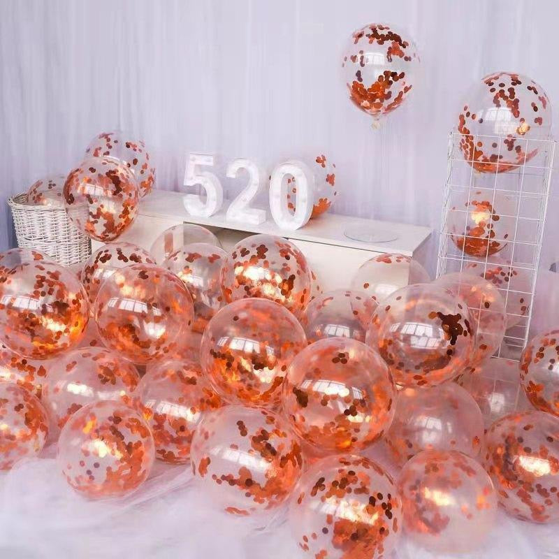 12 Inch Transparent Confetti Round Latex Balloons 50 Pcs Perfect For Holiday Parties Scene Decoration And Event Arrangements