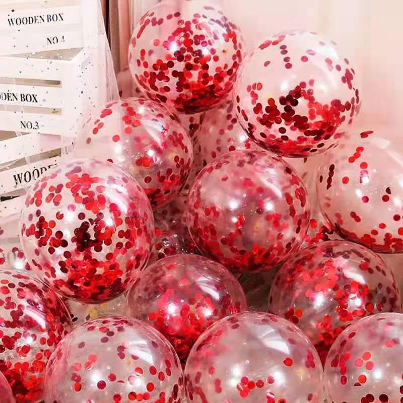 12 Inch Transparent Confetti Round Latex Balloons 50 Pcs Perfect For Holiday Parties Scene Decoration And Event Arrangements