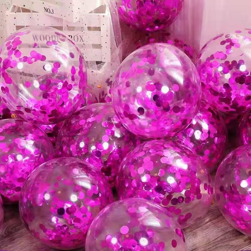 12 Inch Transparent Confetti Round Latex Balloons 50 Pcs Perfect For Holiday Parties Scene Decoration And Event Arrangements