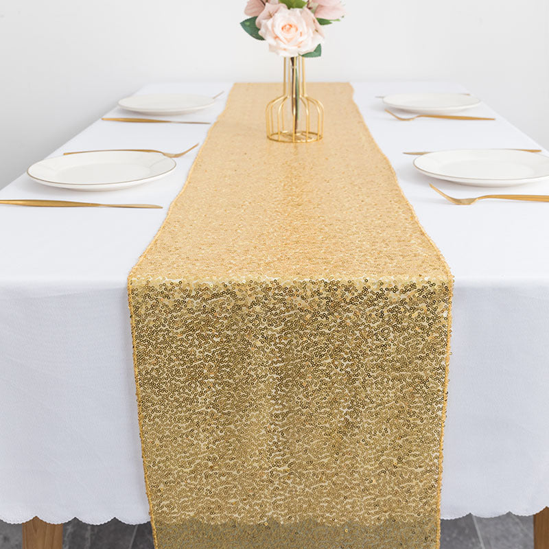 Sequin Table Runner 12" x 110" Gold