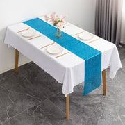 Glitz Sequins 110" x 12" Table Runner Lake Blue