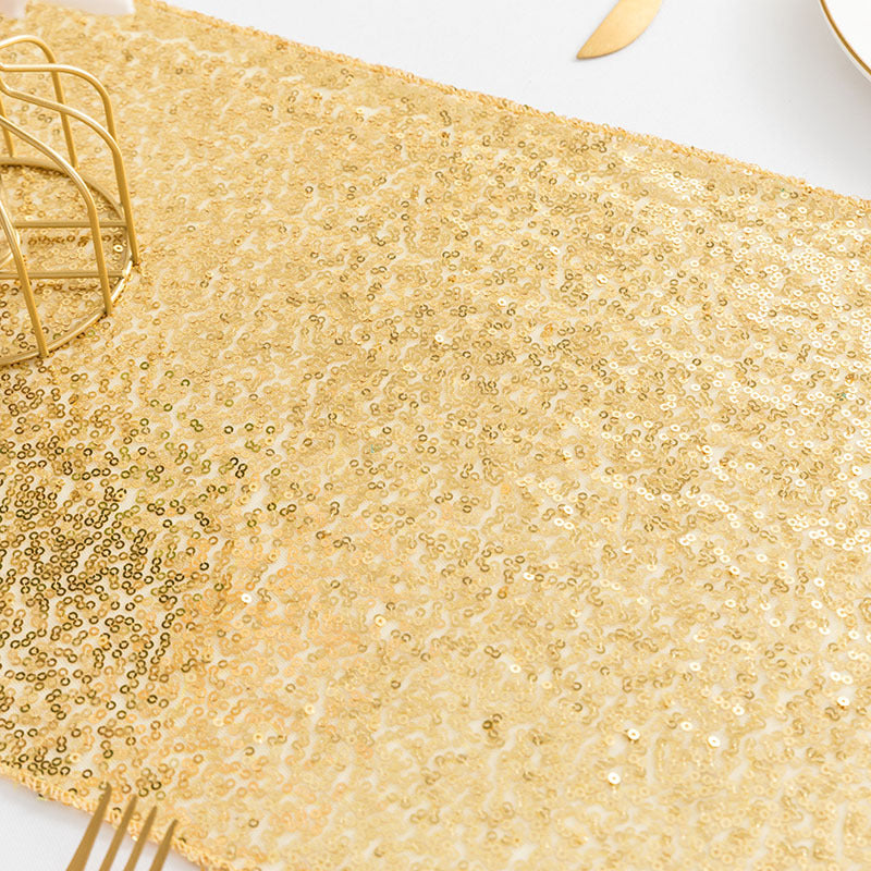 Sequin Table Runner 12" x 110" Gold