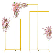 Set of 4 Gold Metal Frame Wedding Arch, Rectangular Backdrop Stand, Floral Display Frame 3.9ft, 4.9ft, 5.9ft, 6.5ft