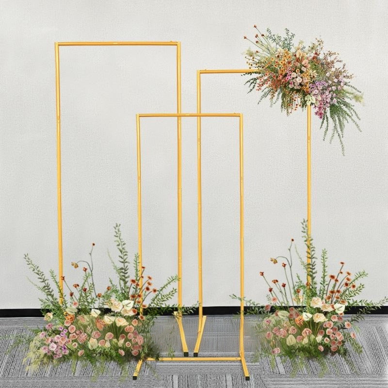 Set of 4 Gold Metal Frame Wedding Arch, Rectangular Backdrop Stand, Floral Display Frame 3.9ft, 4.9ft, 5.9ft, 6.5ft