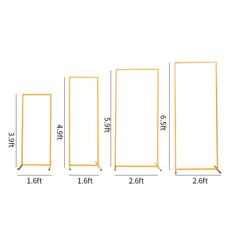 Set of 4 Gold Metal Frame Wedding Arch, Rectangular Backdrop Stand, Floral Display Frame 3.9ft, 4.9ft, 5.9ft, 6.5ft