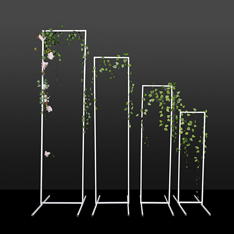 Set of 4 Slim White Metal Wedding Arches 3.6ft-6.6ft Rectangular Backdrop Stands - Floral Display Frames