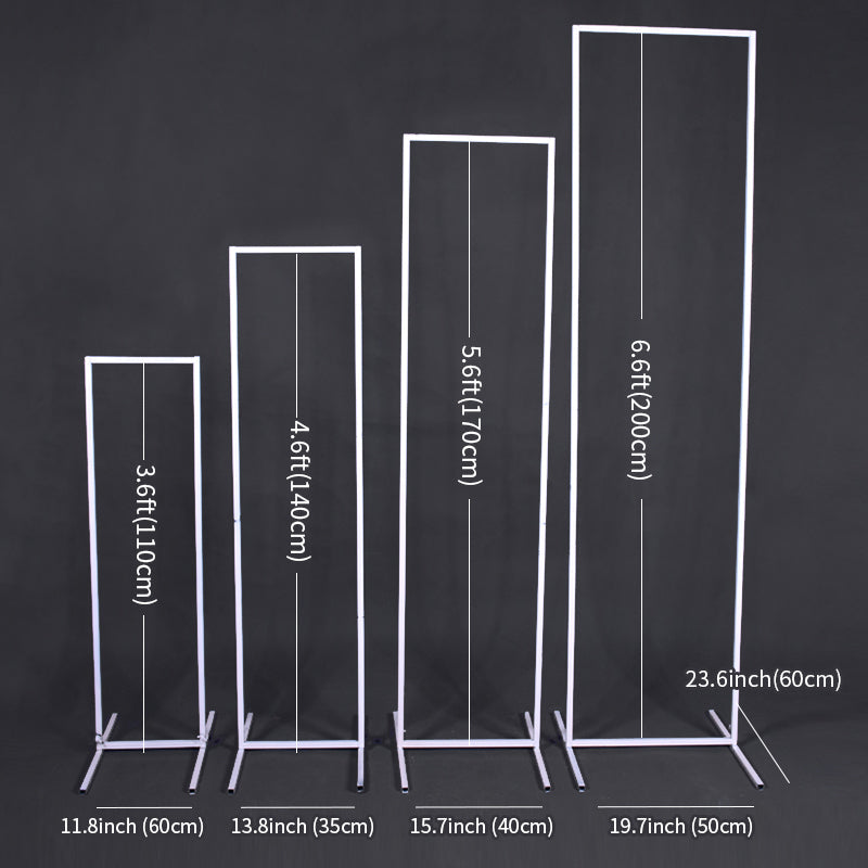 Set of 4 Slim White Metal Wedding Arches 3.6ft-6.6ft Rectangular Backdrop Stands - Floral Display Frames