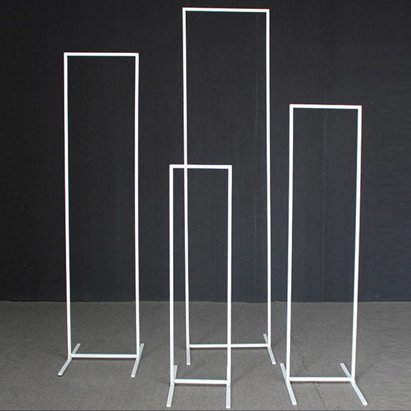 Set of 4 Slim White Metal Wedding Arches 3.6ft-6.6ft Rectangular Backdrop Stands - Floral Display Frames