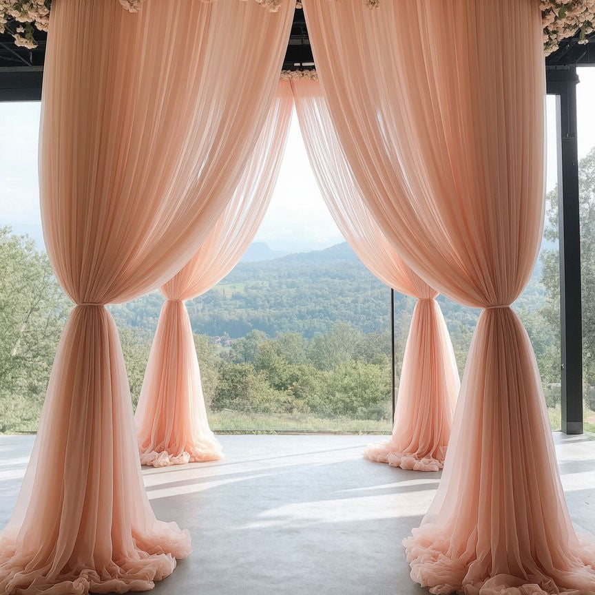 Sheer Organza Wedding Arch Draping Fabric 20ft Dirty Pink