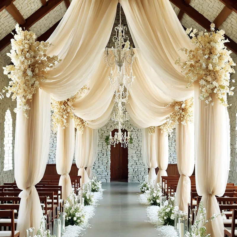 Sheer Organza Wedding Arch Draping Fabric 20ft Light Yellow
