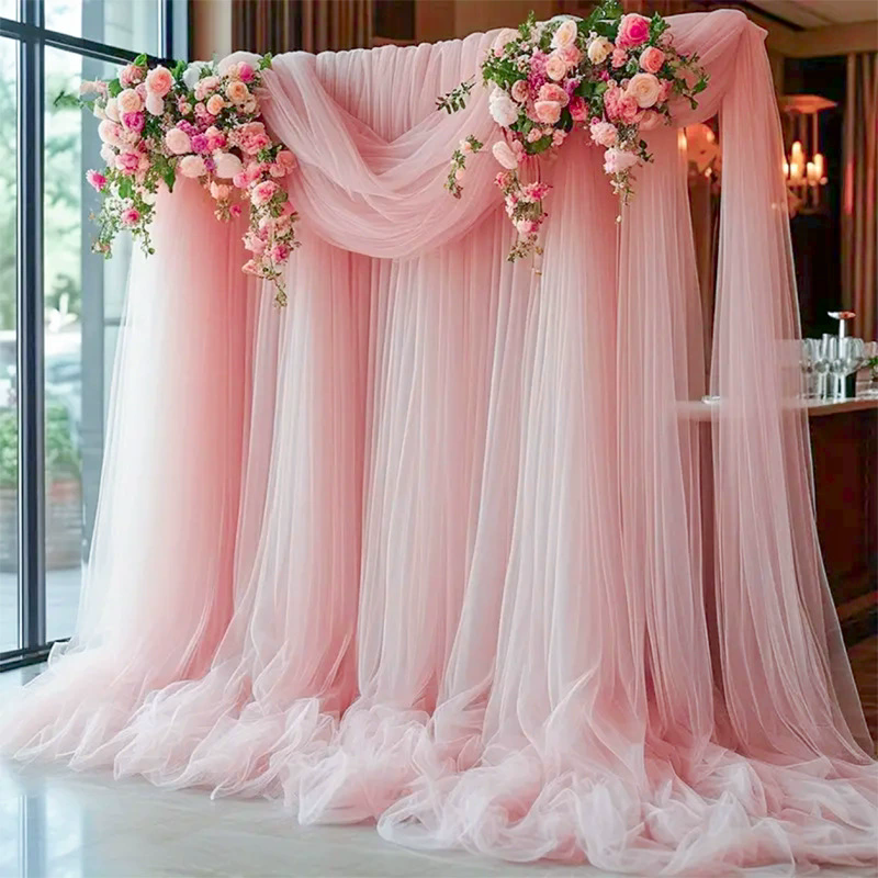 Sheer Organza Wedding Arch Draping Fabric 20ft Light Pink