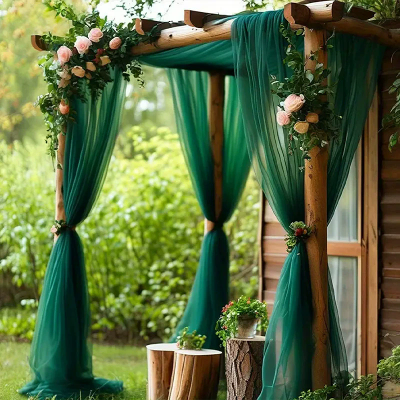 Sheer Organza Wedding Arch Draping Fabric 20ft Dark Green