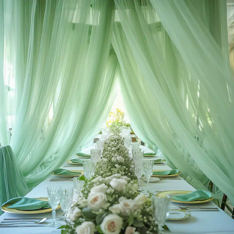 Sheer Organza Wedding Arch Draping Fabric 20ft Light Green