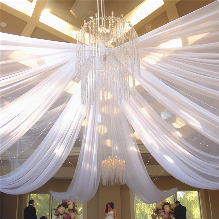 Sheer Wedding Arch Drape 5ftx32ft White