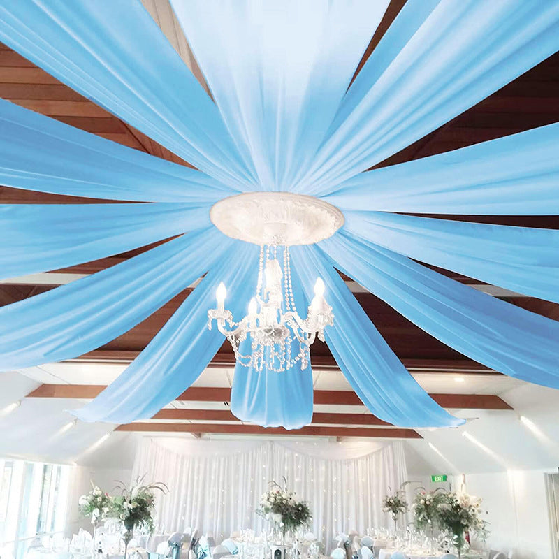 Sheer Wedding Arch Drape 5ftx32ft Sky Blue