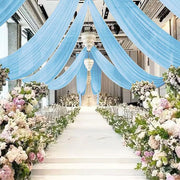 Sheer Wedding Arch Drape 5ftx32ft Sky Blue