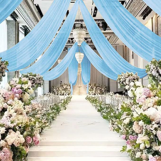 Sheer Wedding Arch Drape 5ftx32ft Grass Green