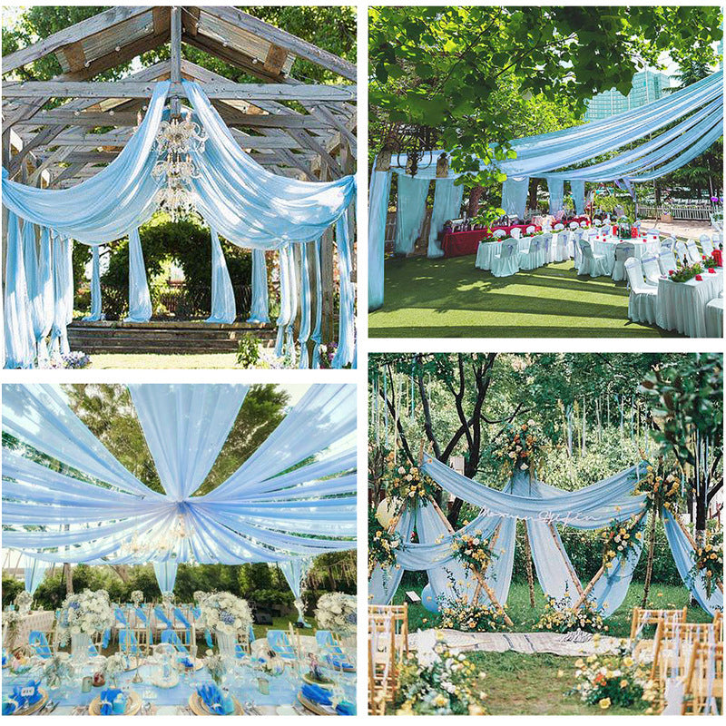 Sheer Wedding Arch Drape 5ftx32ft Sky Blue
