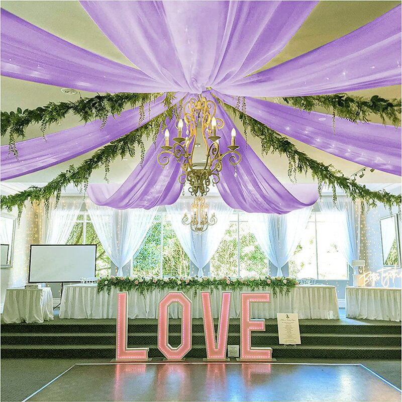 Sheer Wedding Arch Drape 5ftx32ft Dark Purple
