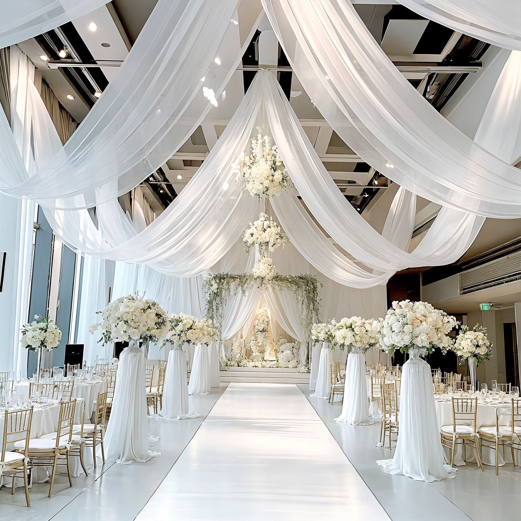 Sheer Wedding Arch Drape 5ftx32ft Pink