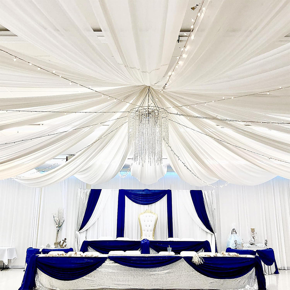 Sheer Wedding Arch Drape 5ftx32ft White