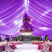Sheer Wedding Arch Drape 5ftx32ft Dark Purple