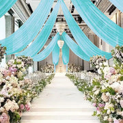 Sheer Wedding Arch Drape 5ftx32ft Tiffany Blue