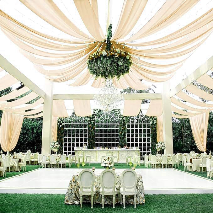 Sheer Wedding Arch Drape 5ftx32ft Champagne