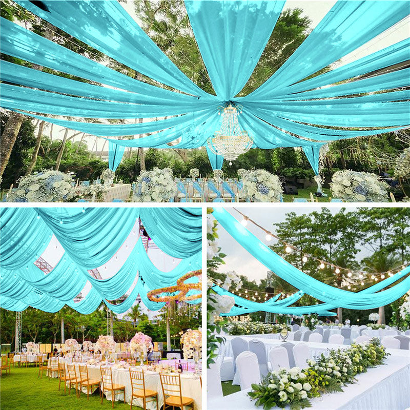 Sheer Wedding Arch Drape 5ftx32ft Tiffany Blue