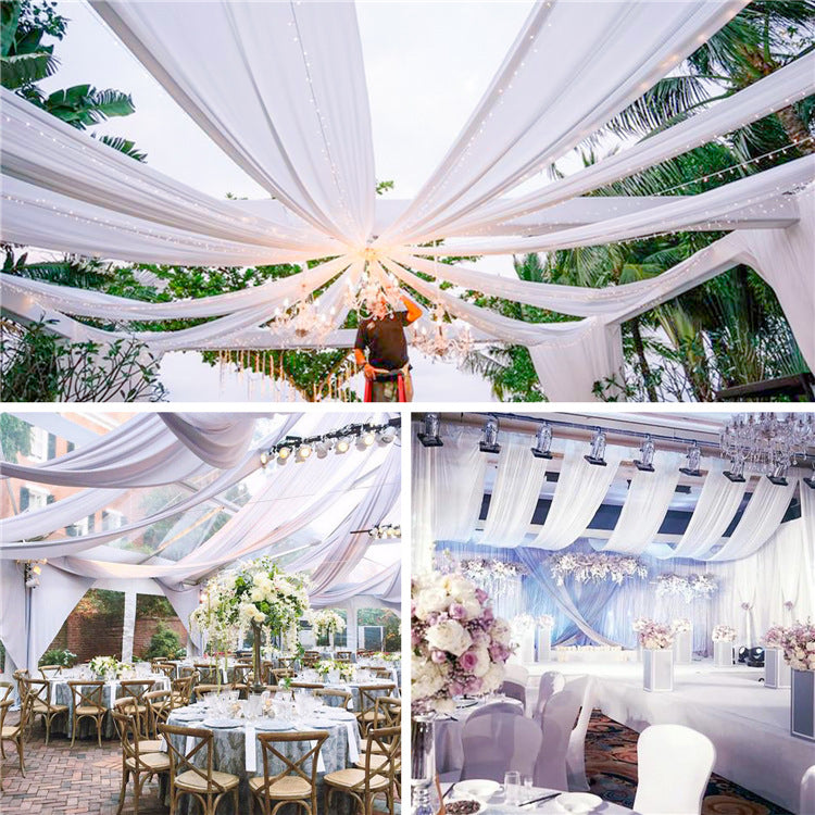 Sheer Wedding Arch Drape 5ftx32ft Burgundy