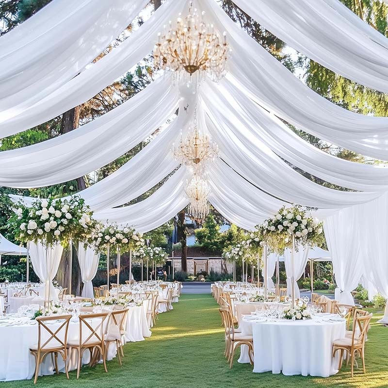 Sheer Wedding Arch Drape 5ftx32ft Tiffany Blue