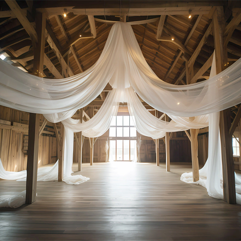 Sheer Wedding Arch Drape 5ftx32ft White