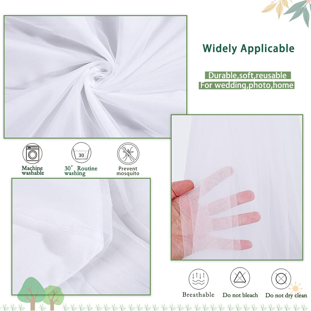 Sheer Wedding Arch Drape 5ftx32ft White