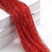 Silk Tassel String Curtains 3ftx7ft Red