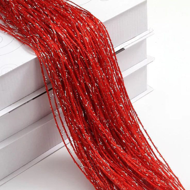 Silk Tassel String Curtains 3ftx7ft Red