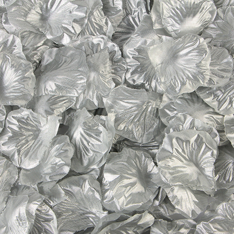 500 Pieces Artificial Silk Rose Petals Flower Decoration Silver