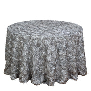 Round tablecloth with rose flowers 120" Silver