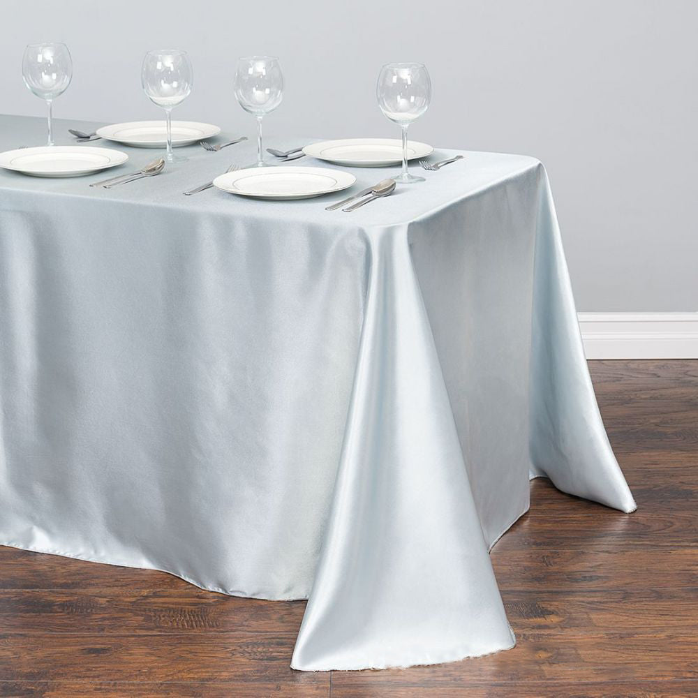 Satin Rectangular 90"x156" Tablecloth Silver