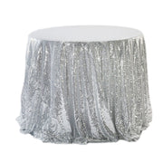 Sequin Round Tablecloth 108" Sliver