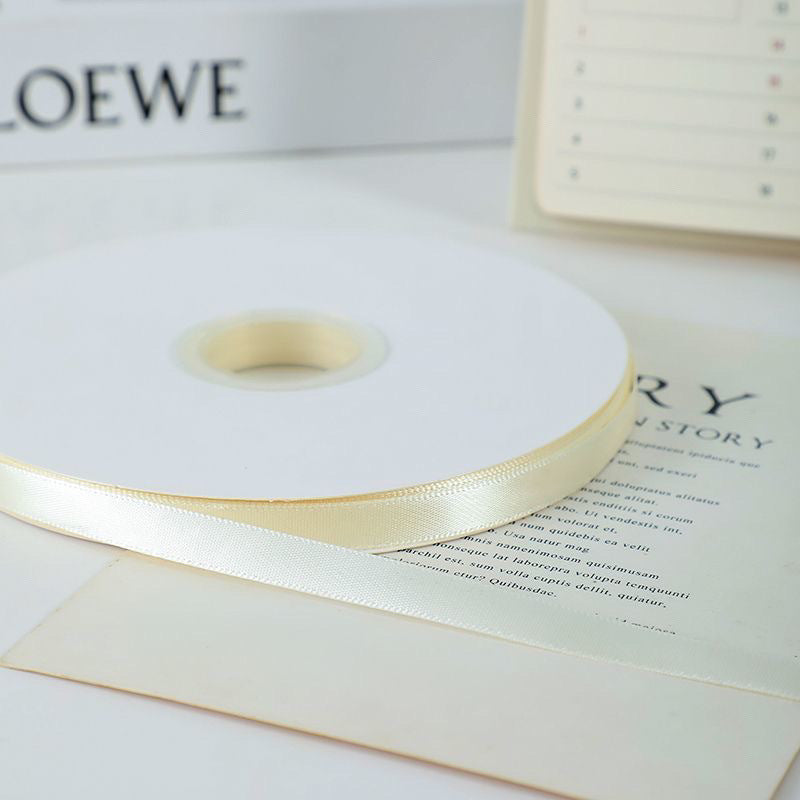 3/8" Width x 100 Yards Single Face Satin Ribbon Off White