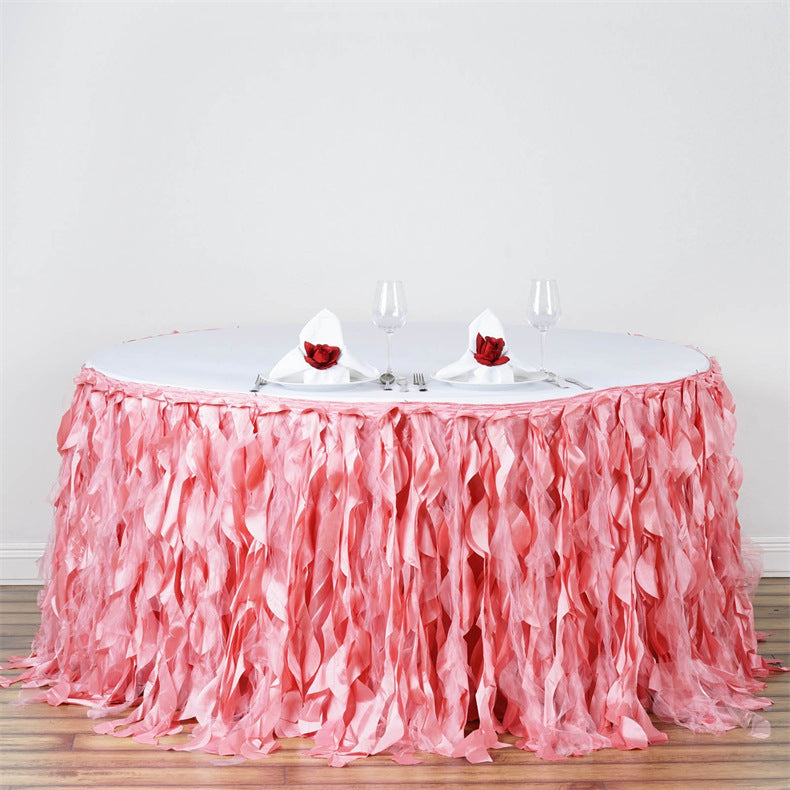 14ft Curly WillowTable Skirt Skin Powder