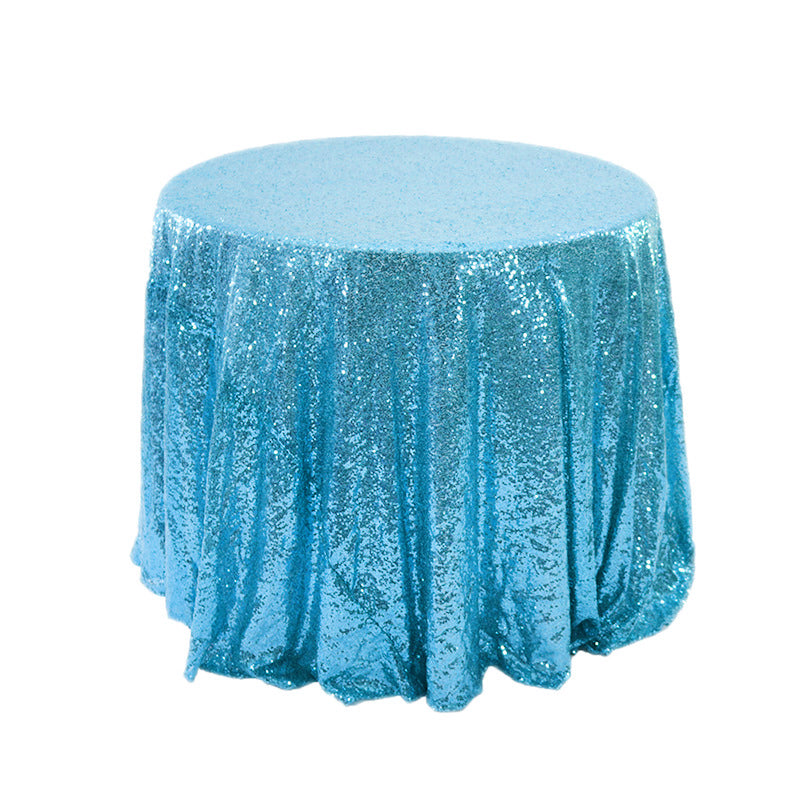 Sequin Round Tablecloth 90" Sky Blue