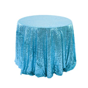 Sequin Round Tablecloth 108" Sky Blue
