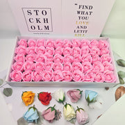 50 Pcs Three-Layer Floral Scented Soap Rose Petals Body Soap in Gift Box Black