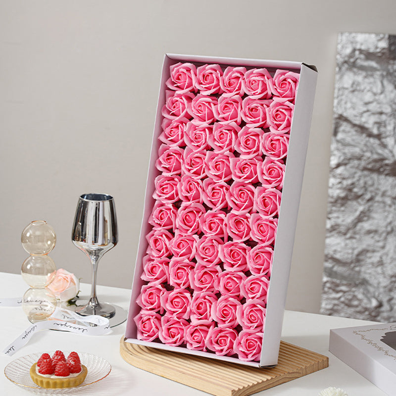 50 Pcs Three-Layer Floral Scented Soap Rose Petals Body Soap in Gift Box Black