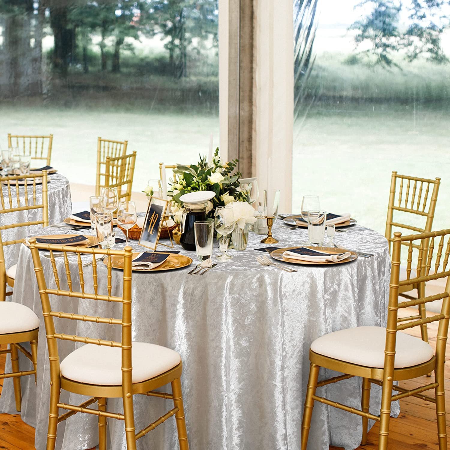 Round Tablecloth Premium Velvet Table Cloth for Wedding, Party, Banquet, and Events