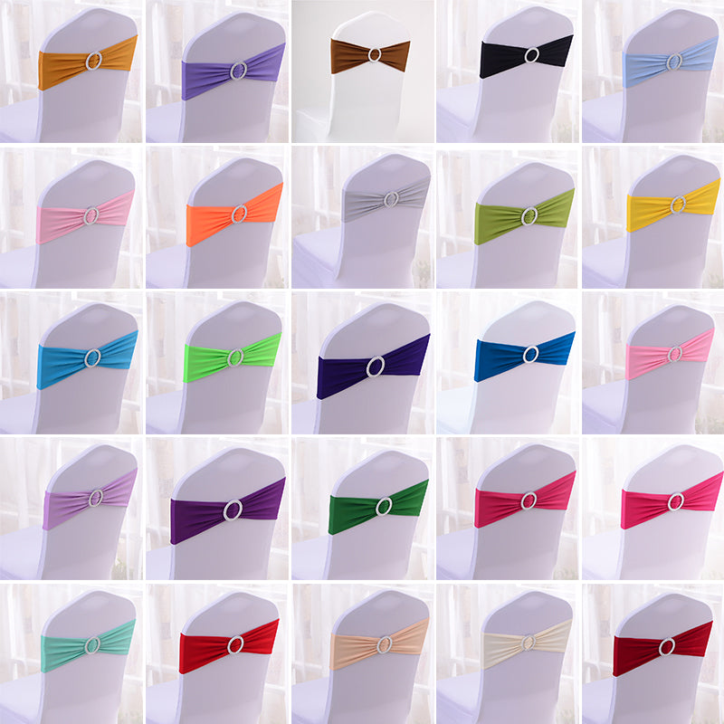 Spandex Chair Sashes Bands 5Pcs Stretch Chair Ties Bows with Buckle Slider for Wedding Party Decoration