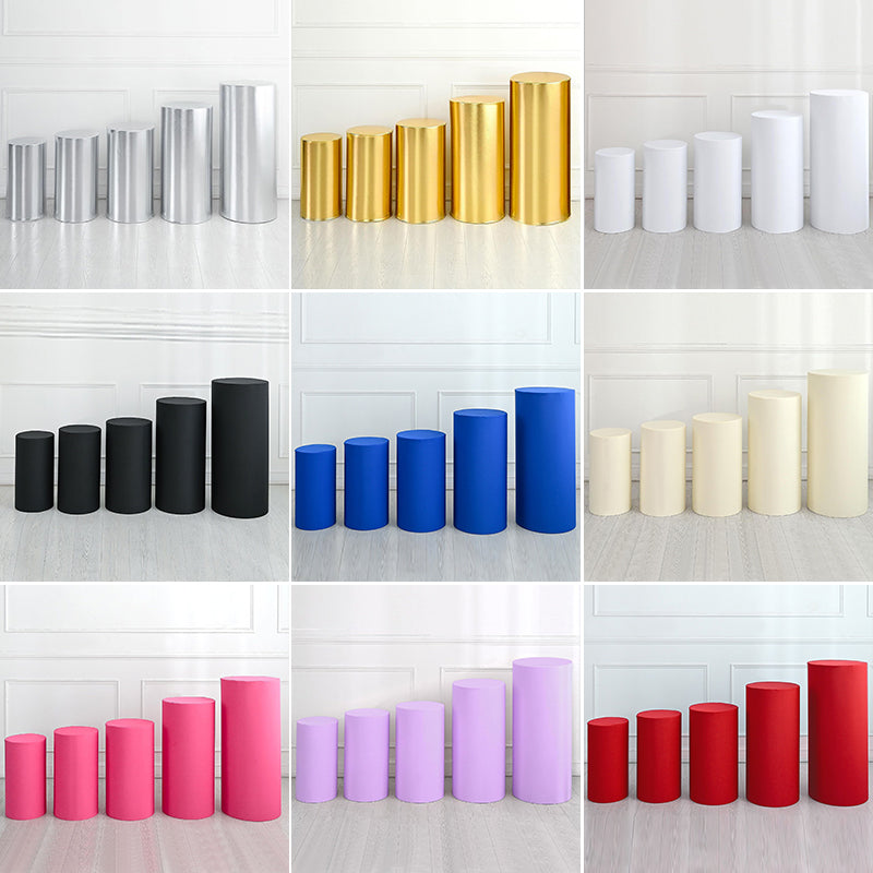 Party cylindrical display stand cover, metal cylindrical base display stand cover, round elastic base cover, suitable for birthdays and weddings.