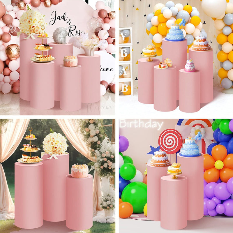 Party cylindrical display stand cover, metal cylindrical base display stand cover, round elastic base cover, suitable for birthdays and weddings.